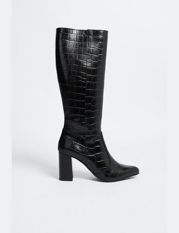 black leather knee high boots debenhams