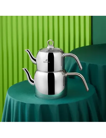 Karaca Kristal Enamel Induction Teapot Set, Green Silver - KARACA UK