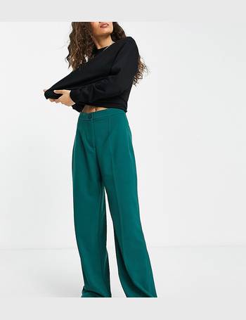 Bershka nylon parachute pants in dark green