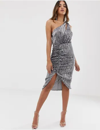 lavish alice sequin embellished mini dress in silver iridescent