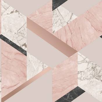 Apex Geometric Pink and Rose Gold Metallic Geo Wallpaper