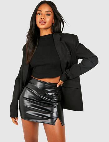 Topshop leather look tailored micro mini skirt in black