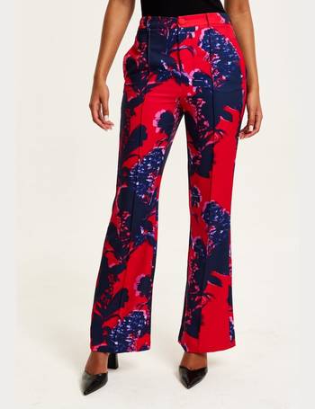 Yumi Blue Floral Print Wide Leg Trousers