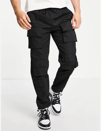 Shop TOPMAN Men's Black Cargo Trousers up to 80% Off