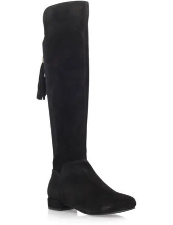 Carvela polished flat hot sale knee boots