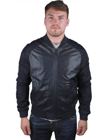 Mens Clothing Jackets Leather jackets Emporio Armani Geometric Leather Jacket in Black for Men 