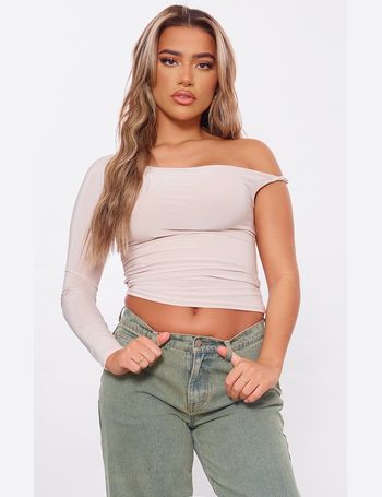 Khaki Rib One Shoulder Strappy Crop Top