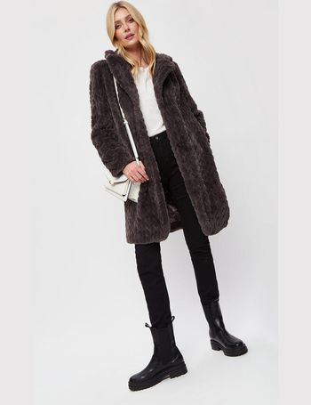 Dorothy perkins grey faux fur outlet coat