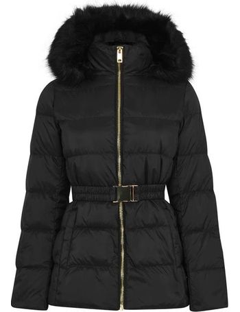 michael kors black padded longline coat