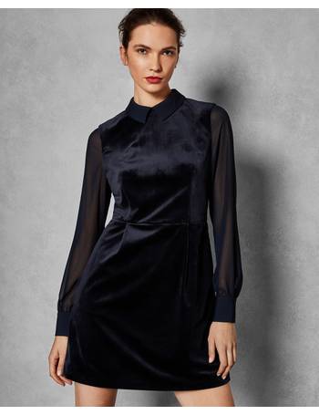 ted baker navy velvet dress