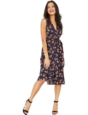 mela london wrap front midi dress