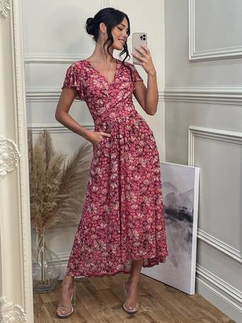 Shop Jolie Moi Women's Pink Floral Dresses up to 75% Off