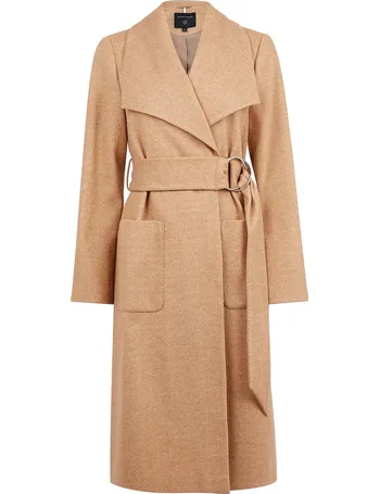 dorothy perkins camel wrap coat