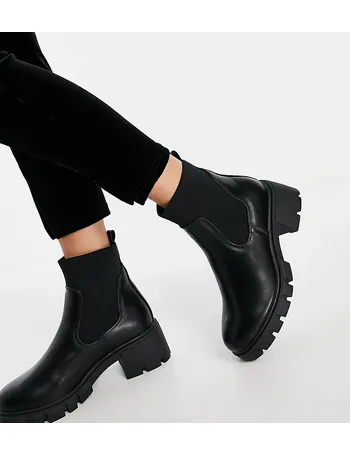 asos design elderberry chunky chelsea boots in black