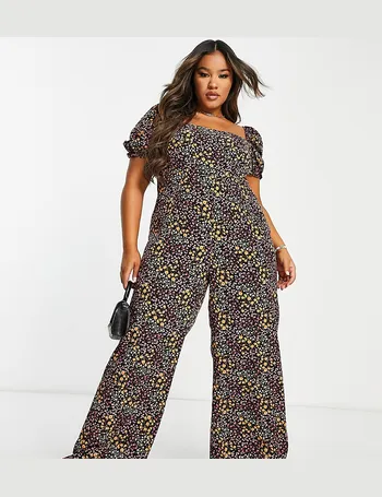 asyou ring detail high neck printed jumpsuit in multi