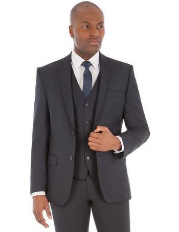 Navy Micro Wool Blend Tailored Fit Suit Jacket