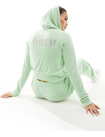 Green JUICY COUTURE Diamante Velour Camo Hoodie