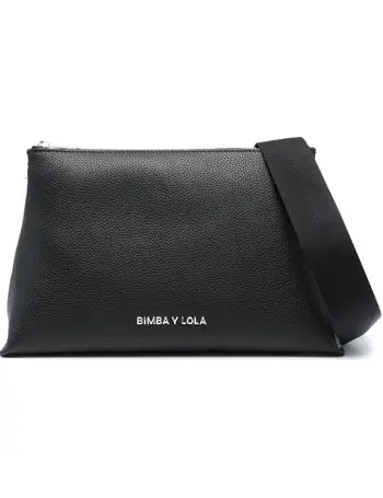 Bimba Y Lola Womens M Black Leather Trapezium Crossbody Bag (Black)