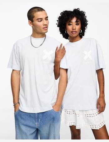 COLLUSION Unisex logo cotton t-shirt in off-white