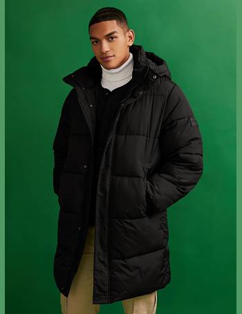 topman longline puffer in black