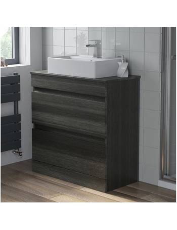 Artis 600mm Bathroom Vanity Unit Countertop Round Basin Floor Standing Gloss Grey 