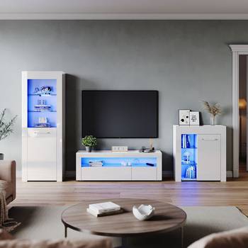 ELEGANT 1350mm TV Stand Unit MFC TV Cabinet High Gloss LED Lights