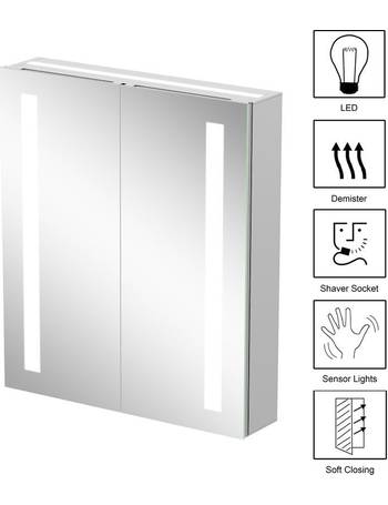Artis Modern Bathroom Cabinet/LED Mirror Wall Hung Illuminated Shaver Storage 600x700 
