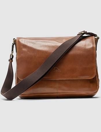 John Lewis Ottawa Oiled Leather Messenger Bag, Brown at John Lewis