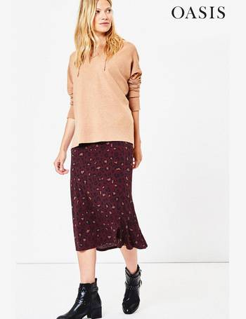 Oasis velvet bias 2025 cut skirt burgundy