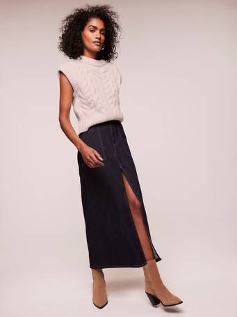 Mint velvet a-line outlet midi skirt black