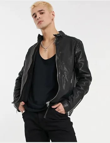 allsaints men's cora leather jacket stores