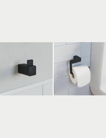 Black Architeckt Square Toilet Roll Holder Free Standing Bathroom