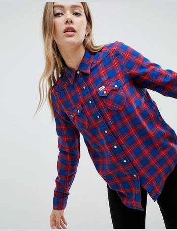 lee jeans purple checked shirt