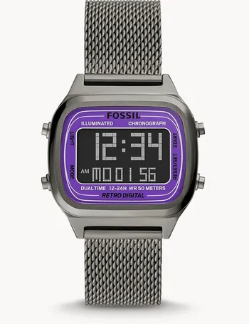 Slater digital smoke discount stainless steel watch