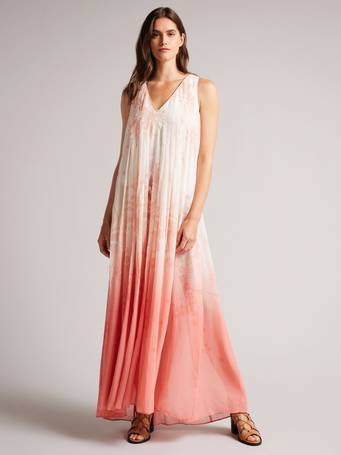 trishna masquerade pleated maxi dress