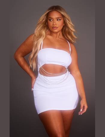 Shape White Sequin Corset Ruched Bodycon Dress