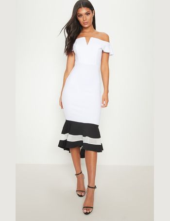 Monochrome Bandeau Contrast Detail Fishtail Midi Dress 2024 www.arcforallbeings