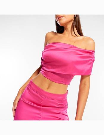 Missguided Co Ord Lace Up Asymmetric Satin Top
