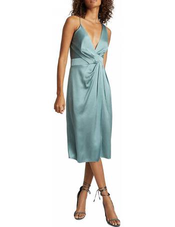 Reiss Vida Satin Halter Neck Fitted Midi Dress