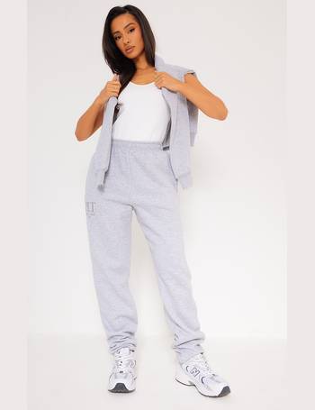 PRETTYLITTLETHING Ash Grey Established Graphic Casual Sweatpants