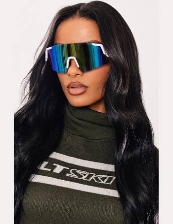 Chocolate Wrap Around Lens Sporty Visor Sunglasses