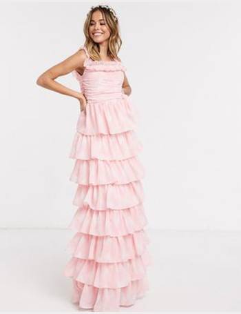 Anaya cami ruffle tiered mini dress in pink