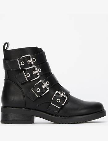 next black buckle boots