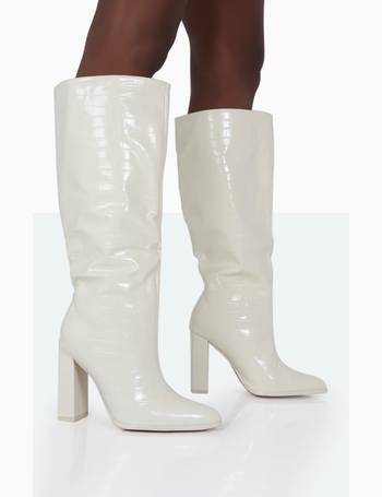 Public Desire Far Away knee-high boots in white croc