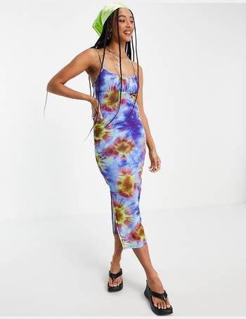 Topshop tie dye hot sale mesh midi dress