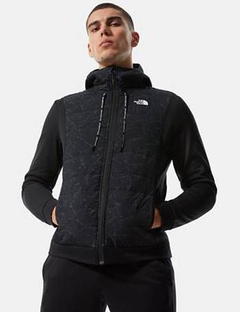the north face train n logo hybrid hooded jacket