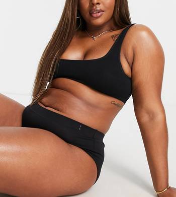 Thinx For All Plus Size period proof hi-waist brief with super absorbency  in black