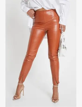 I Saw It First Faux Leather Front Split Seam Leggings