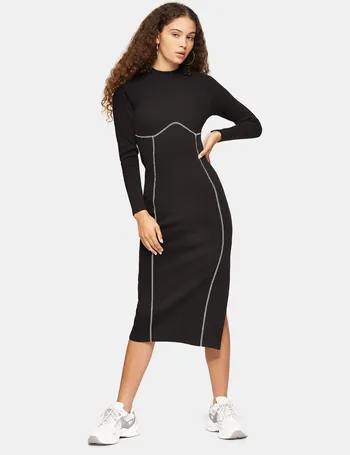 topshop black long sleeve dress