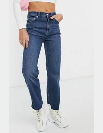 ASOS DESIGN high rise stretch 'effortless' crop kick flare jeans in mid  vintage wash